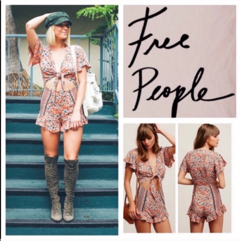 FREE PEOPLE Surf Date cutout romper copper rust - Picture 8 of 14